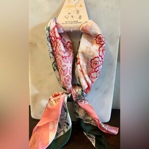 piper•k Pink Floral Twill Scarf Wrap